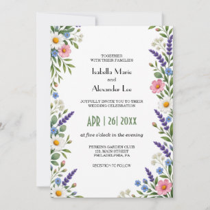 Spring Wildflower Modern Wedding QR Code  Invitation