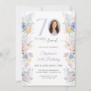 Spring Wildflower Photo 70th Birthday Invitation