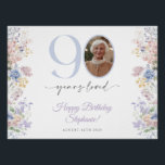 Spring Wildflower Photo 90th Birthday Welcome Sign<br><div class="desc">Spring Elegant 90th Birthday Welcome Sign with Photo | Wildflower 90th Welcome Sign Welcome guests to your milestone celebration with this stunning 90th birthday welcome sign, featuring delicate watercolor wildflower floral and light blue accents. Designed to highlight your personalised photo, this sign adds a warm, personal touch to your event...</div>