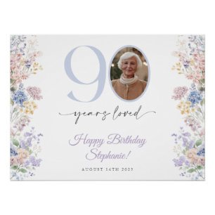 Spring Wildflower Photo 90th Birthday Welcome Sign