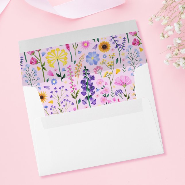 Spring Wildflower Pink Floral Garden Party Envelope (Spring Wildflower Garden Party Envelope)