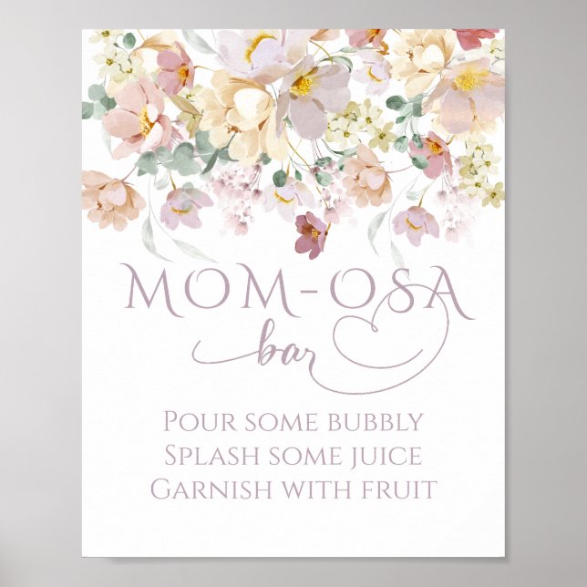 Spring Wildflower Purple Girl Baby Shower bar Poster (Front)