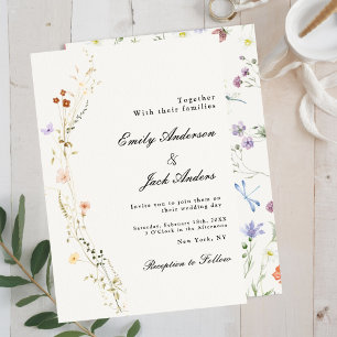 spring wildflower simple elegant wedding invitation