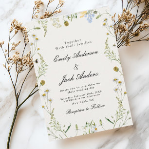 spring wildflower simple elegant wedding invitation