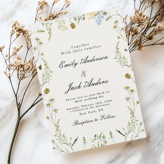 spring wildflower simple elegant wedding invitation (Creator Uploaded)