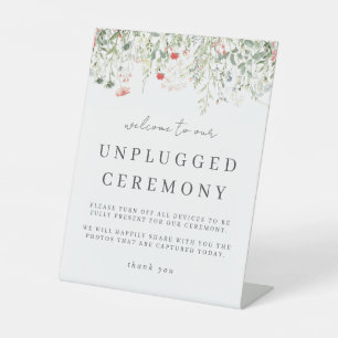 Spring Wildflower Unplugged Ceremony Wedding Pedestal Sign