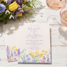 Spring Wildflower Watercolor Lavender Wedding