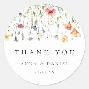 Spring Wildflower Wedding Classic Round Sticker