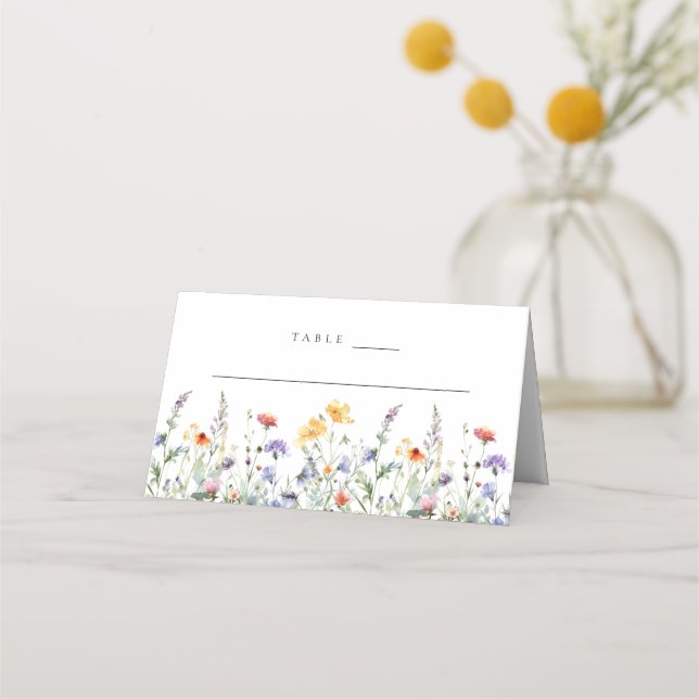 Spring Wildflower Wedding Place Card (Front)