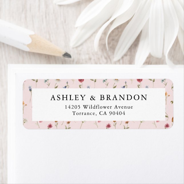 Spring Wildflower Wedding Return Address Labels (Insitu)