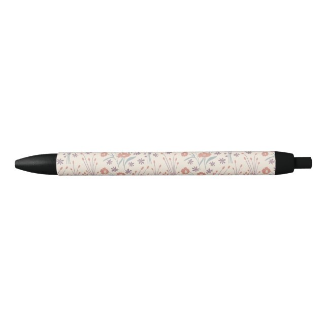 Spring Wildflower Whispers Black Ink Pen (Front)