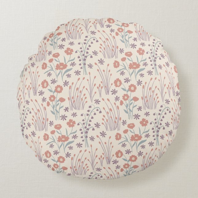 Spring Wildflower Whispers Round Cushion (Front)