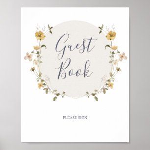 Spring Wildflower White Guest Book Sign