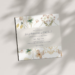 Spring Wildflower White Square Wedding Invitation