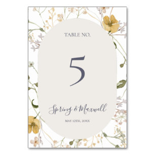 Spring Wildflower White Table Number