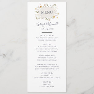 Spring Wildflower   White Wedding Dinner Menu