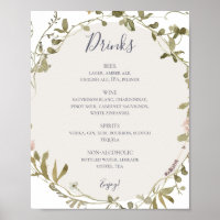 Spring Wildflower | White Wedding Drinks Menu Post