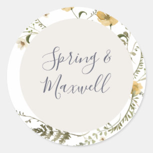 Spring Wildflower White Wedding Envelope Seals