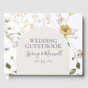 Spring Wildflower White Wedding Guest Book