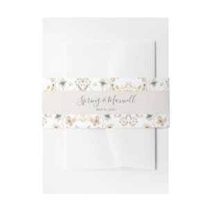 Spring Wildflower White Wedding Invitation Belly Band