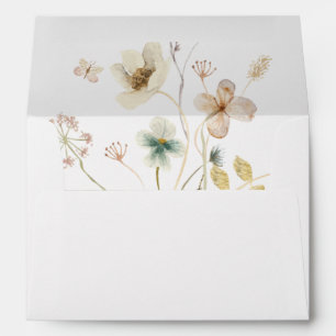 Spring Wildflower White Wedding Invitation Envelope