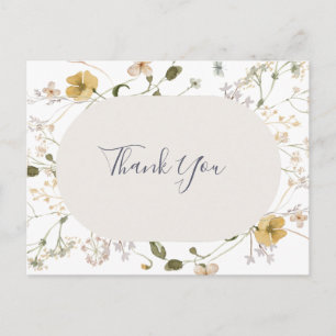 Spring Wildflower   White Wedding Thank You Postcard