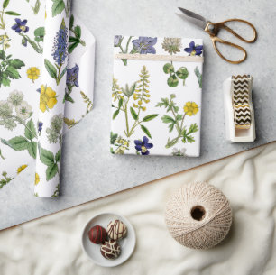 Spring Wildflower Yellow and Purple Floral  Wrapping Paper