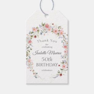 Spring Wildflowers 50th Birthday Thank You Gift Tags