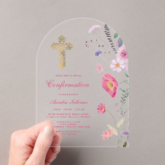 Spring Wildflowers Arch Confirmation Acrylic Invitations