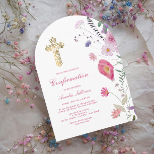 Spring Wildflowers Arch Confirmation Invitation