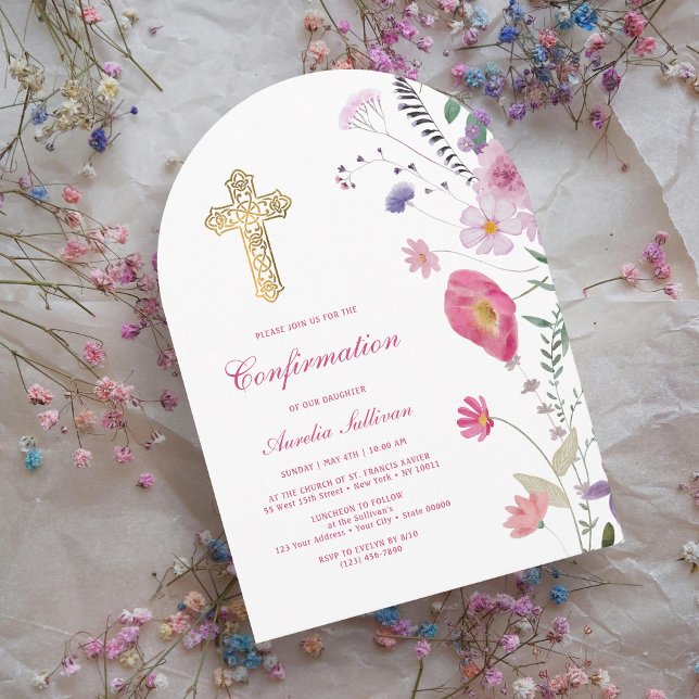 Spring Wildflowers Arch Confirmation Invitation (Creator Uploaded)