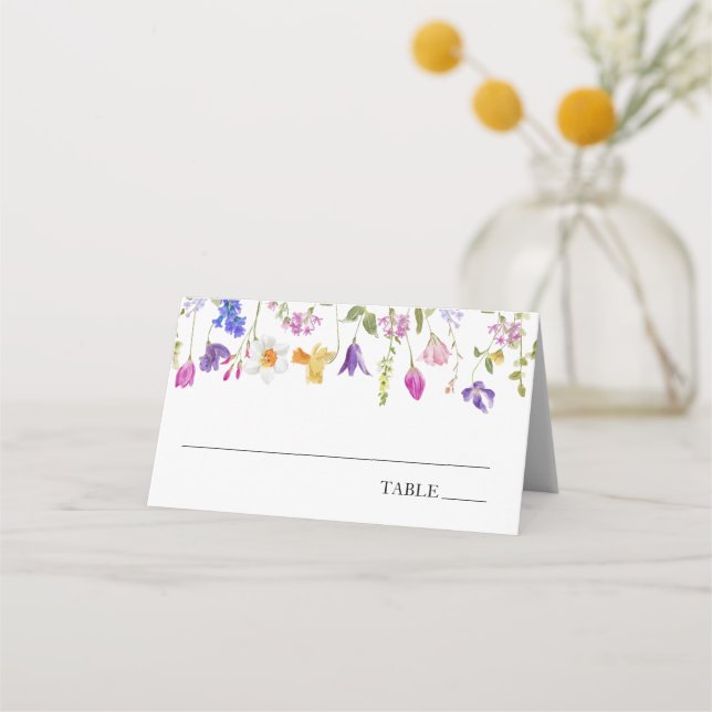 Spring Wildflowers Baby Name Place Cards (Front)
