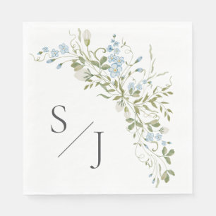 Spring Wildflowers Blue Green Wedding Napkin
