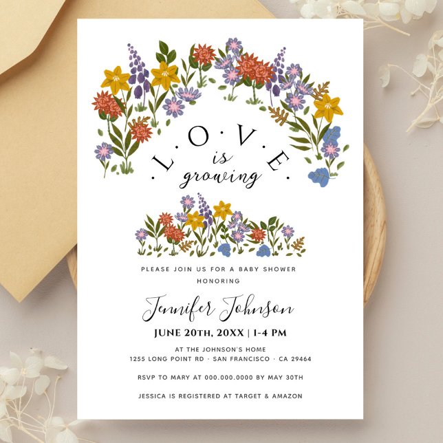 Spring Wildflowers Boho Baby Shower Neutral Invitation (Creator Uploaded)
