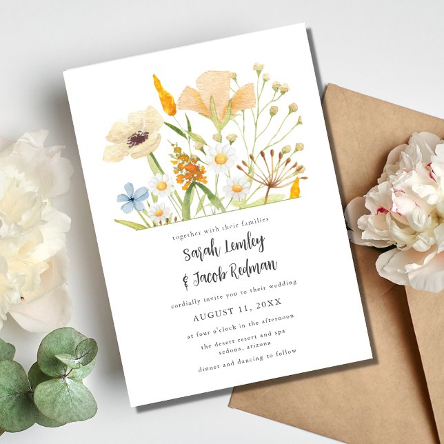 Spring Wildflowers Botanical Outdoor Wedding  Invitation (Spring Wildflowers Botanical Outdoor Wedding Invitation)