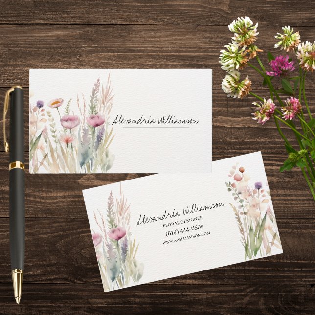 Spring Wildflowers Double Sided  Business Card (Creator Uploaded)