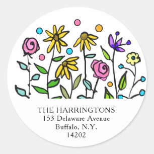 Spring Wildflowers Floral Return Address Label