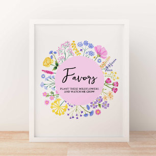 Spring Wildflowers Garden Party Birthday Pedestal Poster