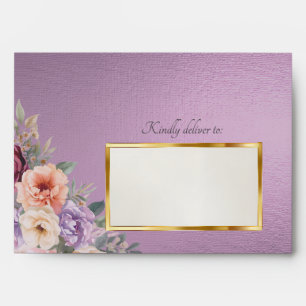 Spring Wildflowers & Leaf Monogram - Lavender Envelope