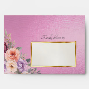 Spring Wildflowers & Leaf Monogram - Rose Pink Envelope