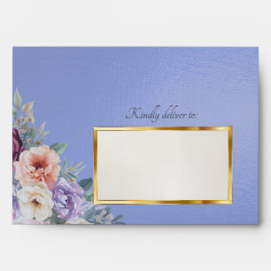 Spring Wildflowers & Leaf Monogram - Sky Blue Envelope
