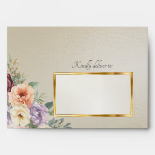 Spring Wildflowers & Leaf Monogram - Wheat Envelope