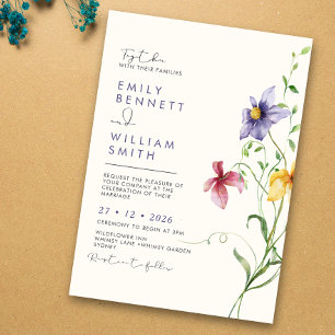 Spring Wildflowers Modern Boho Rustic Wedding  Invitation