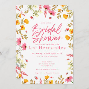 Spring Wildflowers Modern Bridal Shower Invitation