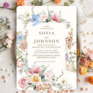 Spring Wildflowers Pastel Floral Garden Wedding Invitation