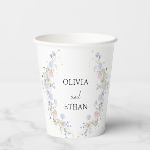 Spring Wildflowers Purple Pink Wedding Thank You Paper Cups