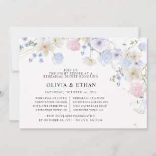 Spring Wildflowers Purple Wedding Rehearsal Dinner Invitation
