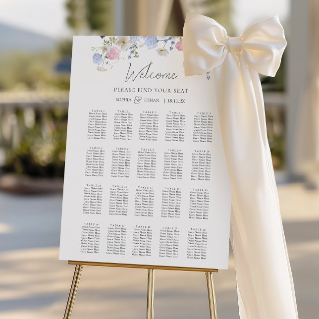 Spring Wildflowers Purple Wedding Seating Chart (Creator Uploaded)