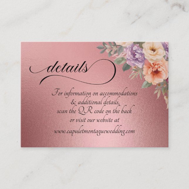 Spring Wildflowers, QR Code - Rose Gold Enclosure Card (Front)
