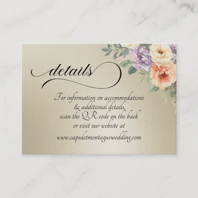 Spring Wildflowers, QR Code - Wheat Enclosure Card (Front)